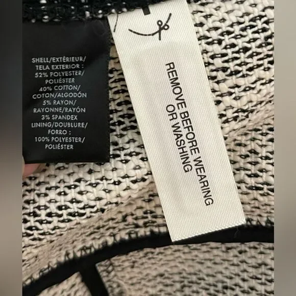 New Ann Taylor Black Tweed Fringe Asymmetrical Zip Moto Jacket Blazer - Picture 9 of 9